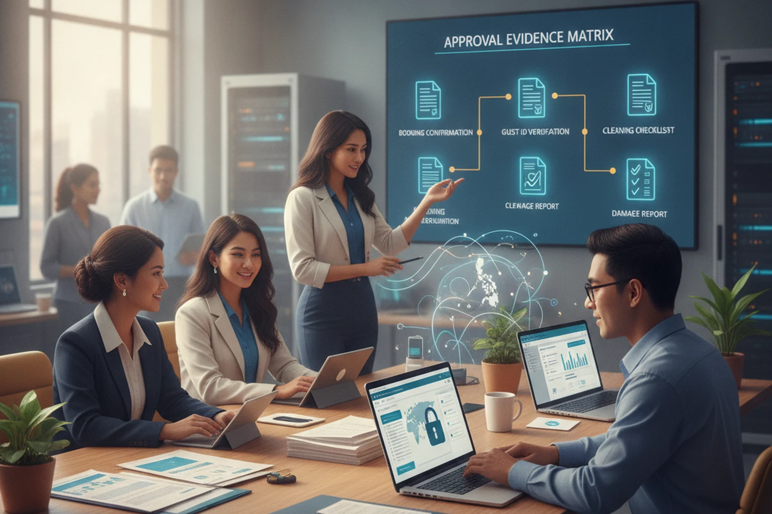 Short-Term Rental Virtual Assistant Operations: Approval Evidence Matrix editorial illustration