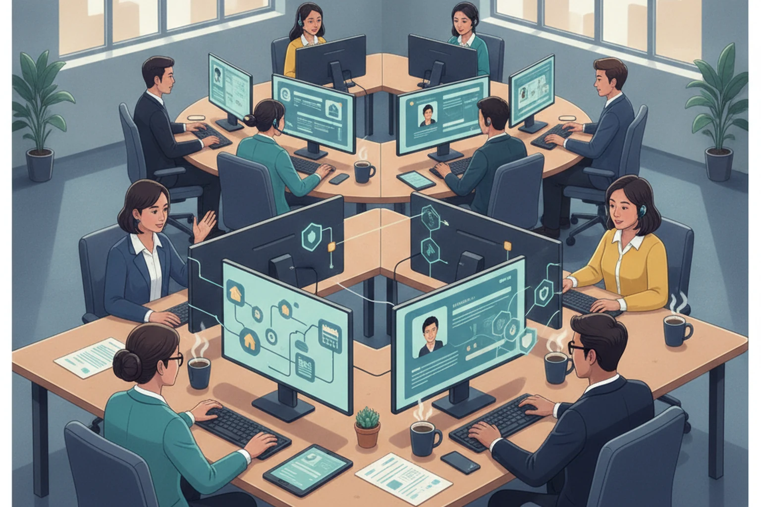 Short-Term Rental Virtual Assistant Operations: Work Queue Ownership editorial illustration